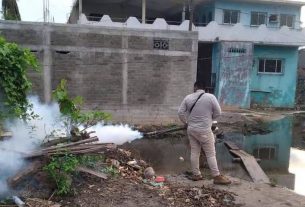 Campaña de fumigación en Xalpatláhuac para combatir el dengue