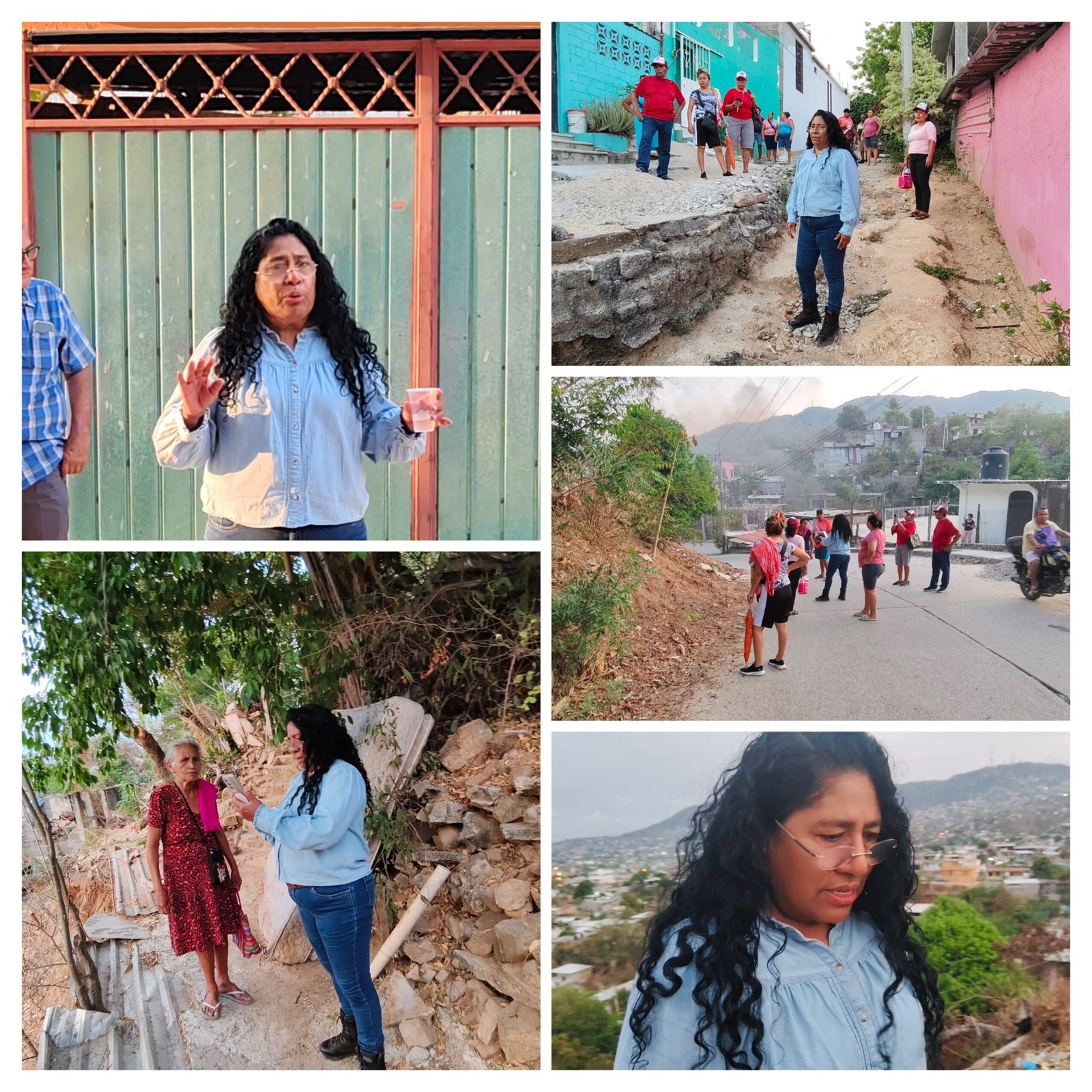 Rosario Merlín García en reunión con vecinos de Acapulco para organizar andadores y gestionar agua, luz y obras