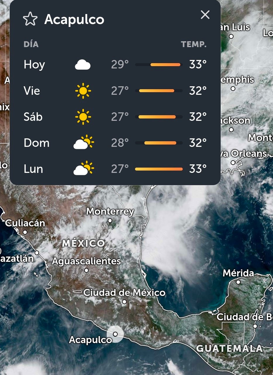 Lluvias y nubosidad sobre distintas regiones de México durante temporada de calor