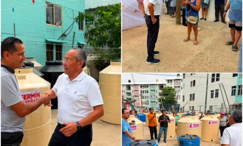 Fermín Alvarado entrega tinacos a familias de la Unidad Habitacional Alta Progreso en Acapulco