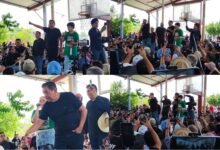 Félix Salgado Macedonio durante asamblea informativa en la colonia Emiliano Zapata de Acapulco