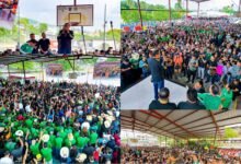 Félix Salgado Macedonio durante asamblea informativa en las canchas Hermanos Galeana de Chilpancingo