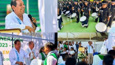 Félix Salgado Macedonio durante graduación de la generación 2023-2026 del Cobach 16 de Acapulco