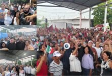Ricardo Salinas Méndez en Pie de la Cuesta durante asamblea informativa con vecinos de Acapulco